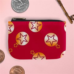 Orange Ornaments With Stars Pink Mini Coin Purse