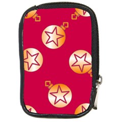 Orange Ornaments With Stars Pink Compact Camera Leather Case by TetiBright