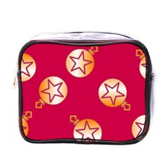 Orange Ornaments With Stars Pink Mini Toiletries Bag (one Side) by TetiBright