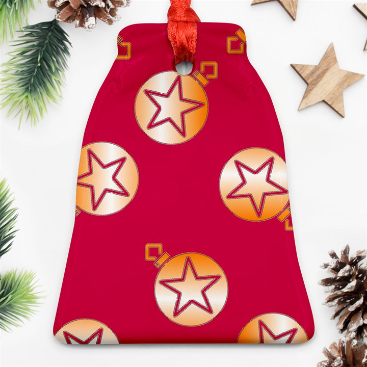 Orange Ornaments With Stars Pink Ornament (Bell)