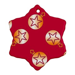 Orange Ornaments With Stars Pink Snowflake Ornament (two Sides) by TetiBright