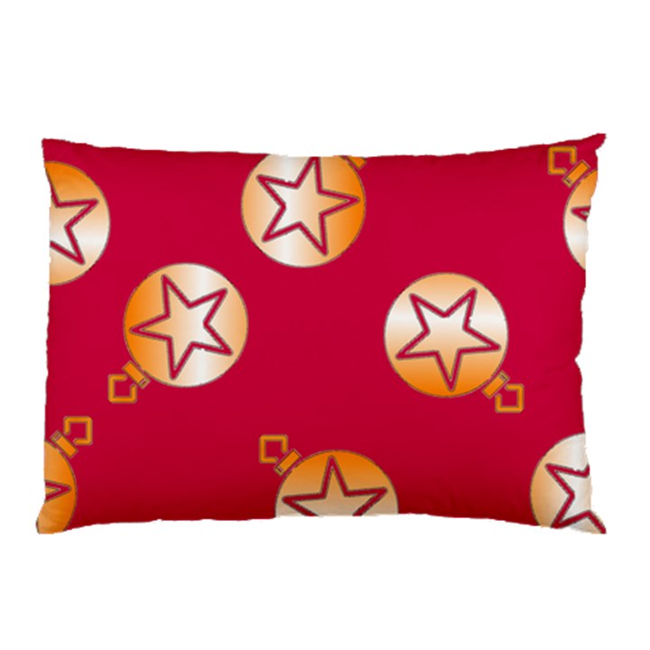 Orange Ornaments With Stars Pink Pillow Case (Two Sides)