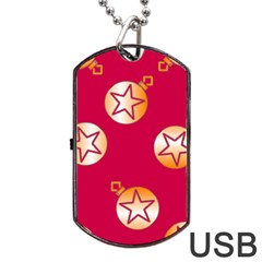 Orange Ornaments With Stars Pink Dog Tag Usb Flash (one Side)