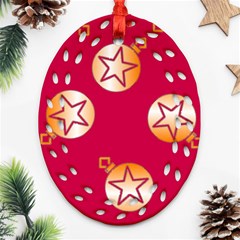 Orange Ornaments With Stars Pink Ornament (oval Filigree) by TetiBright