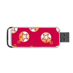 Orange Ornaments With Stars Pink Portable Usb Flash (one Side) by TetiBright