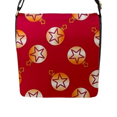 Orange Ornaments With Stars Pink Flap Closure Messenger Bag (l) by TetiBright