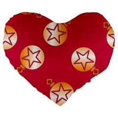 Orange Ornaments With Stars Pink Large 19  Premium Flano Heart Shape Cushions by TetiBright