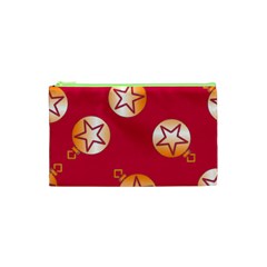 Orange Ornaments With Stars Pink Cosmetic Bag (xs) by TetiBright