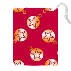 Orange Ornaments With Stars Pink Drawstring Pouch (5xl) by TetiBright