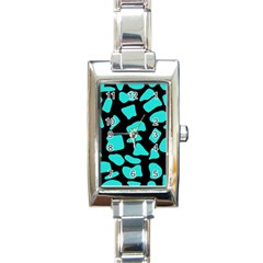 Cow Background Neon Blue Black Rectangle Italian Charm Watch