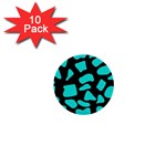 Cow Background neon blue black 1  Mini Button (10 pack)  Front