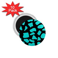 Cow Background Neon Blue Black 1 75  Magnet (10 Pack) 