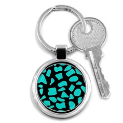 Cow Background Neon Blue Black Key Chain (round) by ConteMonfreyShop