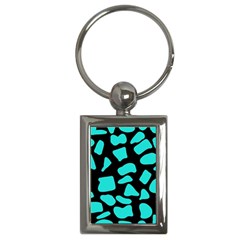 Cow Background Neon Blue Black Key Chain (rectangle) by ConteMonfreyShop