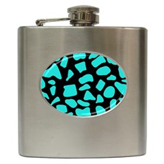 Cow Background Neon Blue Black Hip Flask (6 Oz)