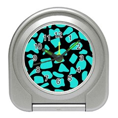 Cow Background Neon Blue Black Travel Alarm Clock by ConteMonfreyShop