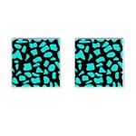 Cow Background neon blue black Cufflinks (Square) Front(Pair)