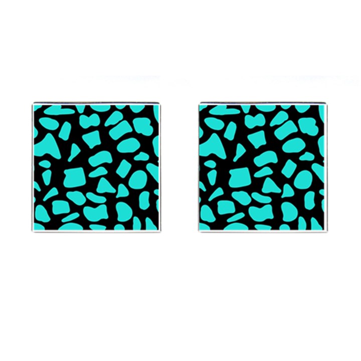 Cow Background neon blue black Cufflinks (Square)