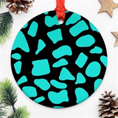 Cow Background Neon Blue Black Round Ornament (two Sides) by ConteMonfreyShop