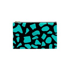 Cow Background Neon Blue Black Cosmetic Bag (small) by ConteMonfreyShop