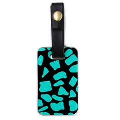 Cow Background Neon Blue Black Luggage Tag (one Side)