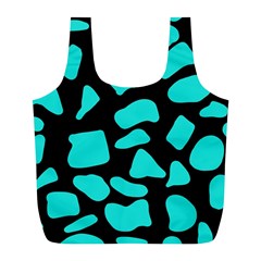 Cow Background Neon Blue Black Full Print Recycle Bag (l) by ConteMonfreyShop