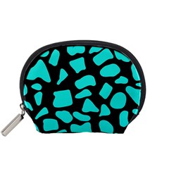 Cow Background Neon Blue Black Accessory Pouch (small) by ConteMonfreyShop