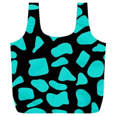 Cow Background Neon Blue Black Full Print Recycle Bag (xxl)