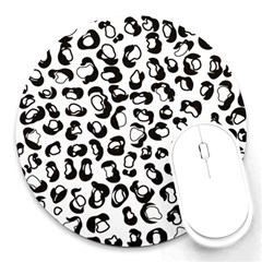 Black And White Leopard Print Jaguar Dots Round Mousepad