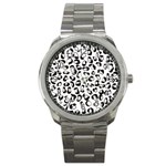 Black And White Leopard Print Jaguar Dots Sport Metal Watch Front