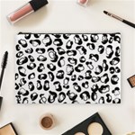 Black And White Leopard Print Jaguar Dots Cosmetic Bag (Large) Front