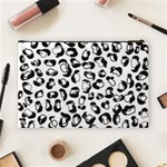 Black And White Leopard Print Jaguar Dots Cosmetic Bag (Large) Back