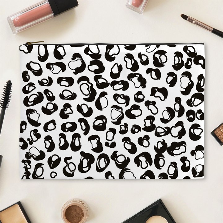 Black And White Leopard Print Jaguar Dots Cosmetic Bag (XL)