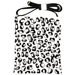 Black And White Leopard Print Jaguar Dots Shoulder Sling Bag by ConteMonfreyShop