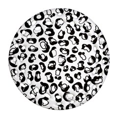 Black And White Leopard Print Jaguar Dots Ornament (round Filigree) by ConteMonfreyShop