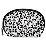 Black And White Leopard Print Jaguar Dots Accessory Pouch (Large) Front