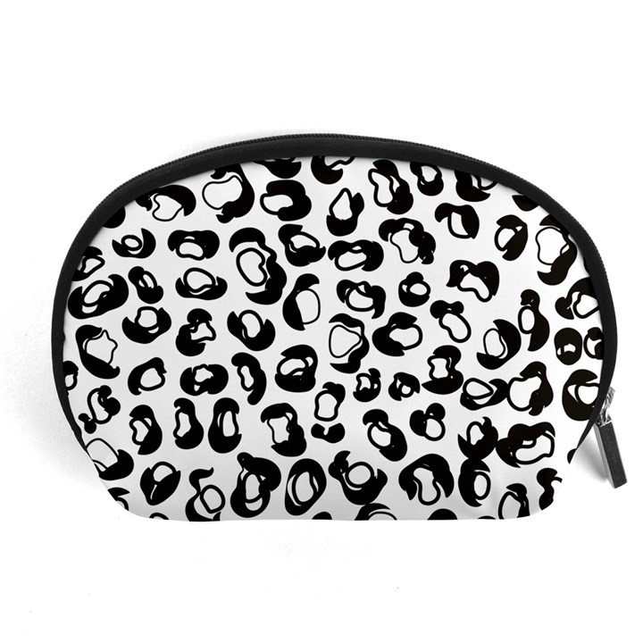 Black And White Leopard Print Jaguar Dots Accessory Pouch (Large)