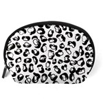 Black And White Leopard Print Jaguar Dots Accessory Pouch (Large) Back