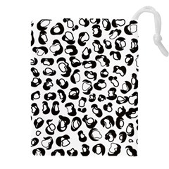 Black And White Leopard Print Jaguar Dots Drawstring Pouch (4xl) by ConteMonfreyShop