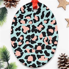 Blue And Pink Jaguar Dots Leopard Ornament (oval) by ConteMonfreyShop