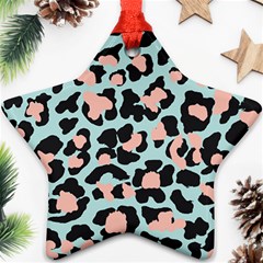 Blue And Pink Jaguar Dots Leopard Ornament (star)