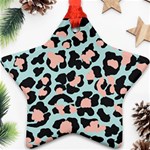 Blue And Pink Jaguar Dots Leopard Ornament (Star) Front