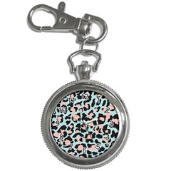 Blue And Pink Jaguar Dots Leopard Key Chain Watch by ConteMonfreyShop