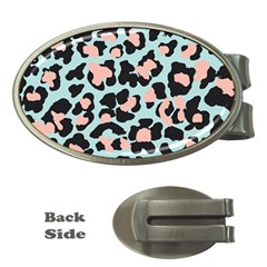 Blue And Pink Jaguar Dots Leopard Money Clip (oval) by ConteMonfreyShop