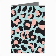 Blue And Pink Jaguar Dots Leopard Greeting Card by ConteMonfreyShop