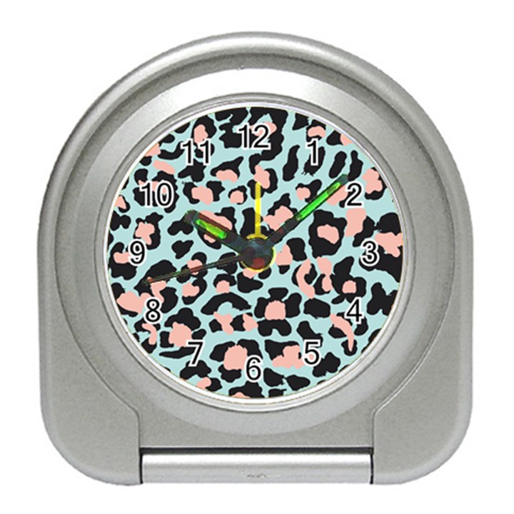 Blue And Pink Jaguar Dots Leopard Travel Alarm Clock