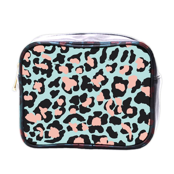 Blue And Pink Jaguar Dots Leopard Mini Toiletries Bag (One Side)