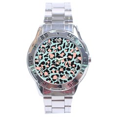 Blue And Pink Jaguar Dots Leopard Stainless Steel Analogue Watch by ConteMonfreyShop