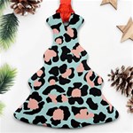 Blue And Pink Jaguar Dots Leopard Christmas Tree Ornament (Two Sides) Front