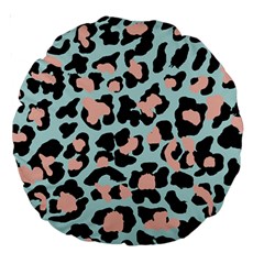 Blue And Pink Jaguar Dots Leopard Large 18  Premium Round Cushion  by ConteMonfreyShop